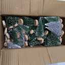 30Pcs Christmas Decorations Mini Christmas Trees, Artificial Christmas Tree Bottle Brush Trees with Wooden Base for Christmas Decor Christmas Party Home Table Craft (Silver,green)