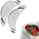 Pot Strainer Stainless Steel 2 Pack, Pasta Strainer, Metal Food Strainer for Noodles Fruit Veggies, Suitable for Pots or Containers Up to 10 Inches