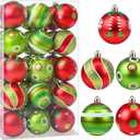 Christmas Ornaments - 30 Pcs 2.4 Inch Shatterproof Plastic Balls Sets, Red & Green Small Tree Hanging Ornaments for Holiday Wreath Party Christmas Tree Decor (C)