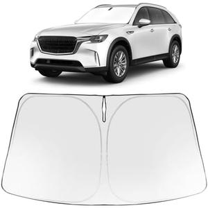 Proadsy 2025 Upgrade Windshield Sun Shade Custom Fit Mazda CX-90 2024 2025 Foldable Front Sunshade Protector Sun Visor Blocks UV Rays Keep Car Cooler Accessories