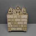 CCINEE Christmas Wooden Advent Calendar with 24 Storage Drawers, Countdown to Christmas Decoration with LED Lights Large Size Xmas Countdown Calendar for Holiday Decoration Upgraded