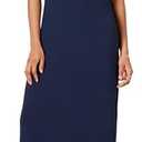 Amazon Essentials Women's Side-Slit Jersey V-Neck Maxi Length Dress, Large, Navy 