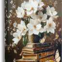 Framed Floral Book Butterfly Vintage Picture Wall Decor Gift Retro Bible Print Poster Rustic Painting Flower Canvas Wall Art for Living Room Bedroom Artwork (12"x16")