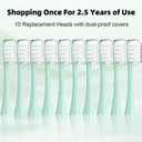 Compatible with Lumineux Electric Toothbrush Replacement Brush Heads,for Lumineux Sonic Electric Toothbrush,with Dust Cover,10 Pack (Light Green, Medium)