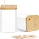 Toothpick Holders 2 Pack with 7200 Picks,Round Toothpicks Double-Side Point for Teeth,Food Pick,Appetizers,Cocktails Fruits,Olive&DIY Craft.