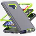 For Note 9 Case,[Military Grade] 3 in 1 Full Body Shockproof Dust/Drop Proof Heavy Duty Protection Cover,for Samsung Galaxy Note 9 6.4 Inch,Green+Grey
