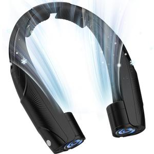 Neck Fan, 6000mAh USB Rechargeable Hands Free Personal Fan, 6 Speeds Adjustable Portable Neck Fans, Faster Cooling Wearable Fan, Ultra Quiet for Outdoor, Travel, Home, Office - Black