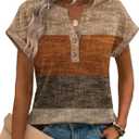 Zeagoo Women Tops Summer Short Sleeve T Shirts V Neck Dressy Casual Work Blouses Fashion Boho Clothes S-3XL