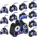 Mifoci 12 Pcs Plastic Video Game Party Cups with Straw and Lid 10oz Gamer Birthday Themed Drink Cups 7th Video Game Party Favors for Kids Toddlers Gamer Birthday Supplies (Blue)