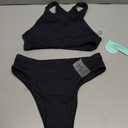Beautikini Period Swimwear Menstrual Two Piece Swimsuit Leakproof Bikini Sets Sporty Bathing Suit for Teen Girls (Black) XXS
