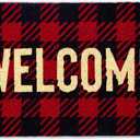 DII Natural Coir Front Door Mat Outdoor Collection, Decorative Checkered Doormat with Heavy Duty PVC Backing, 17x29, Buffalo Check Welcome