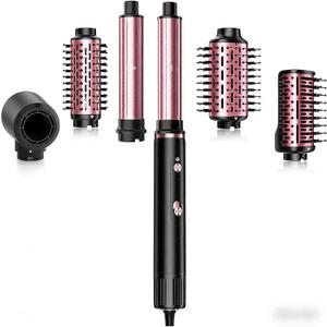 SKIMI 110,000 RPM Brushless Motor Hair Dryer Brush - 5 Muti-Styler for Fast Drying, Curling, Volumizing & Straightening | High-Speed Hot Air Brush for All Hair Types (Black & Blush Red)
