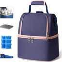 NCVI Breastmilk Cooler Bag with 2 Ice Pack, Breast Pump Bag with Cooler Fits 6 Bottles, Double Layer Breast Milk Baby Bottle Cooler Bag, for Travel, Nursing Mom Daycare, Work, Picnic (Purple)