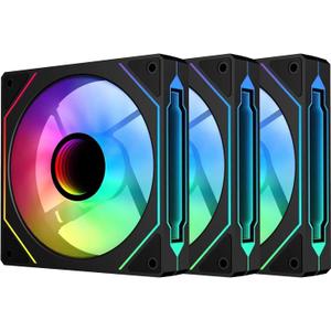 Jungle Leopard Prism4 Pro X3 120mm ARGB Case Fans,Infinity Mirror RGB Light Effect 5V 3PIN Motherboard Light Sync 800~1800RPM PWM PC Fan Suitable for Computer Case(Triple Pack Black)
