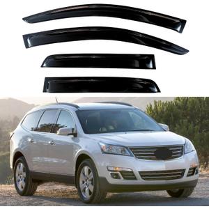 KPY Rain Guard Compatible with Chevrolet Chevy Traverse 2009-2017, 4PC Window Visor Side Window Vent Deflectors Tape-On Style, 2009 2010 2011 2012 2013 2014 2015 2016 2017