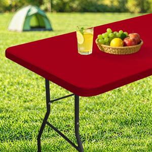 homing Rectangle Table Cloth Cover, Waterproof Polyester Elastic Fitted Tablecloth, Fits for 8 Foot Folding Tables, Washable Table Protector for Picnic, Camping, Outdoor, 4th of July (Red, 30" x 96")