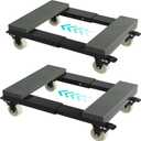 Heavy Duty Adjustable Furniture Moving Dolly - Furniture Movers with 4 Swivel Casters Wheels, Small Wood & Metal Floor Flat Dollies Cart, Set of 2 (Gray & Black)