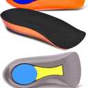 Plantar Fasciitis Inoles Heel Cup Arch Support InsertPORON Cushion - Made in USA Heel Pain, Heel Spurs, Flat Feet, Tendonitis, Shock Absorption (2pairs (Orange + Gray), Women 6-11.5 / Men 4.5-9.5)