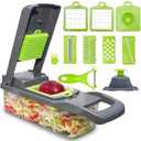 Vegetable Chopper: 16 in 1 Food Chopper - Onion Vegetable Slicer Cutter Dicer, Veggie Cutter with Container, 7 Blades, Kitchen Gadgets for Carrot Salad Garlic Potato Slicer (Grey) (Gray)