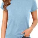 ZDC Girls Short Sleeve T Shirts Kids Summer Basic Tee Crewneck Cute Tops | Cute Tops, Solid Color, School Shirt, 5-14 Years (Blue)