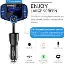 Sumind 2026 Upgraded Wireless Bluetooth Car Adapter FM Transmitter, 1.7'' LCD Display, Flexible Gooseneck, 20W QC3.0&Dual USB Ports, AUX Input/Output for Hands-Free Call, Micro/TF Card(Blue,PD)