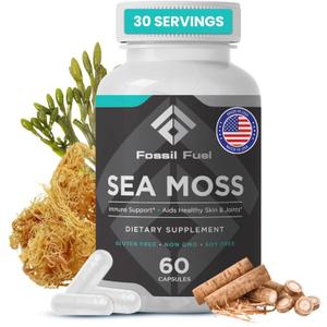 Fossil Fuel- Organic Superfood for Energy, Digestive Health, Immune Support, and Inflammation Relief - Packed with Essential Nutrients and Minerals, Sea Moss (60 Capsules)