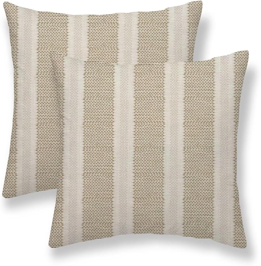 Tan Khaki Polka Dot Pillow Covers 16 x 16 Inch Set of 2 Boho Striped Decorative Outdoor Throw Pillow Covers Linen Modern Geometry Cushion Cases for Home Sofa Couch Living Room Decor
