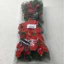 Hotop 6 Pcs Christmas Artificial Poinsettias Florals 19.6 Inch Large Christmas Poinsettia Decorations Red Green Christmas Flower Picks Stem for Christmas Tree Ornament Wreath DIY Xmas Party Decor