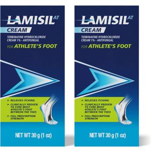 Lamisil Athlete's Foot Cream, 1 Week Treatment, Prescription Strength Terbinafine Hydrochloride, Fast Symptom Relief, Cures Most Athlete's Foot, 30 g (1 oz) - 2 pk