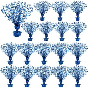 Crowye 18 Pieces Metallic Foil Spray Centerpiece Party Star Table Decoration Burst Metallic Table Centerpieces for Birthday Party Season Holiday(Blue)