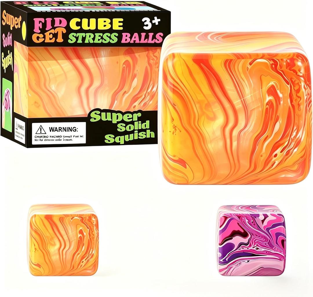 1 Pack Fidget Toys Squishy Stress Cube, Stress Balls for Kids Adults Squishies Stress Relief, Ice Squishy Cube Sugar Balls, Sensory Toys for Kids with Autism, Fidgets for Classroom Prize Toys (Orange)