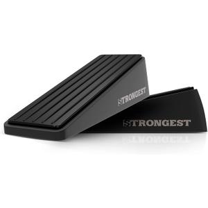 Strongest Home Door Stopper, Heavy Duty Door Stop Wedge Made of Premium Quality Zinc and Rubber Suits Any Door, Any Floor. Plus 2 Self Adhesive Wall Protectors (Black, 2 Pack)