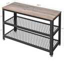 VASAGLE 3-Tier Shoe Rack, Shelf Storage Bench with Metal Mesh Shelves and Seat, Free Standing Shoe Organizer for Entryway, 11.8 x 28.7 x 17.7 Inches, Greige and Black ULBS73MB