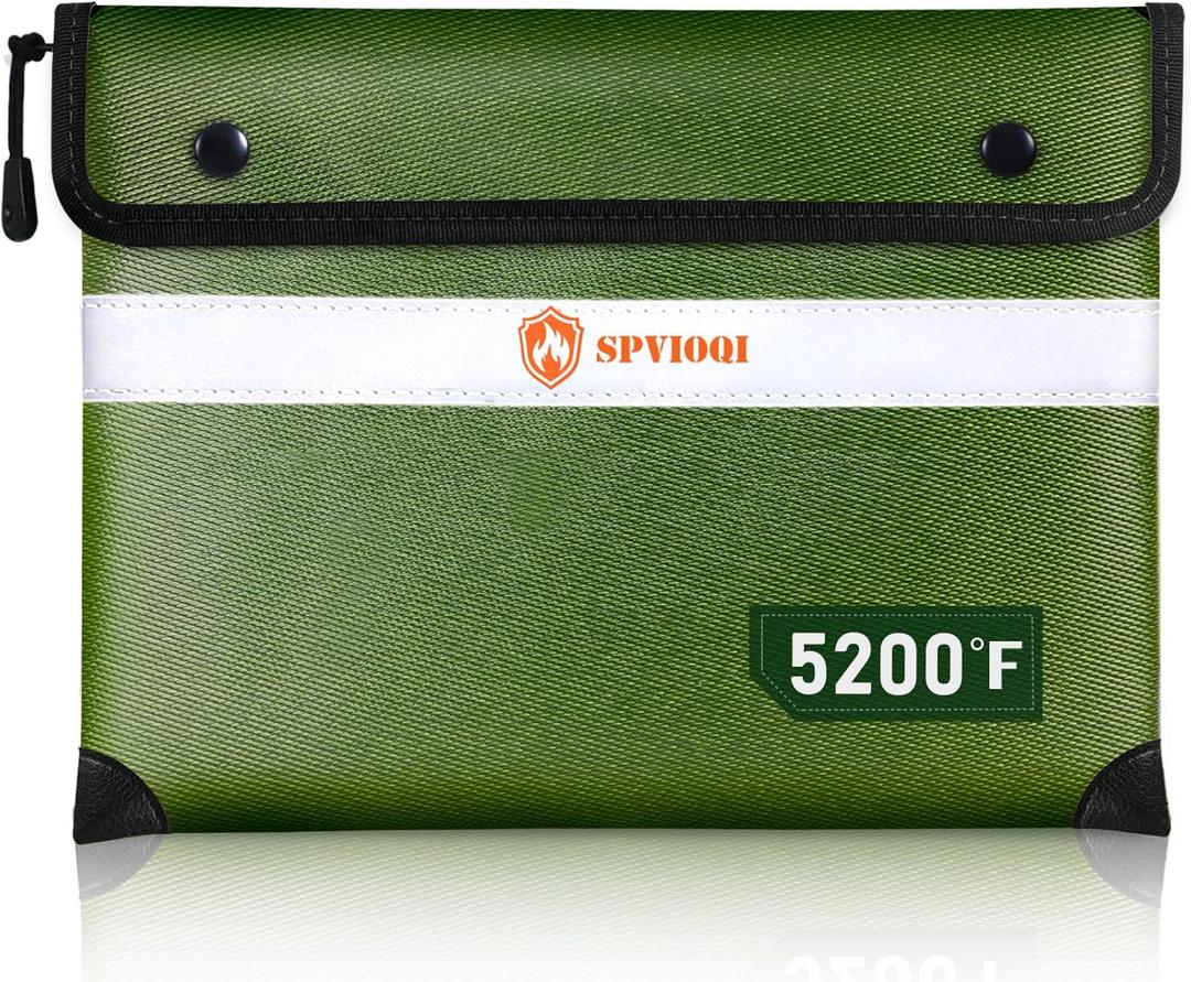 Upgraded Fireproof Document Bag 5200F -Heat Insulated, Water Fire Proof Bag with Zipper, 8 Layers of Functional Materials, 14.2 X 11 Fire Proof Money Bags for Cash, Important Documents and Valuables