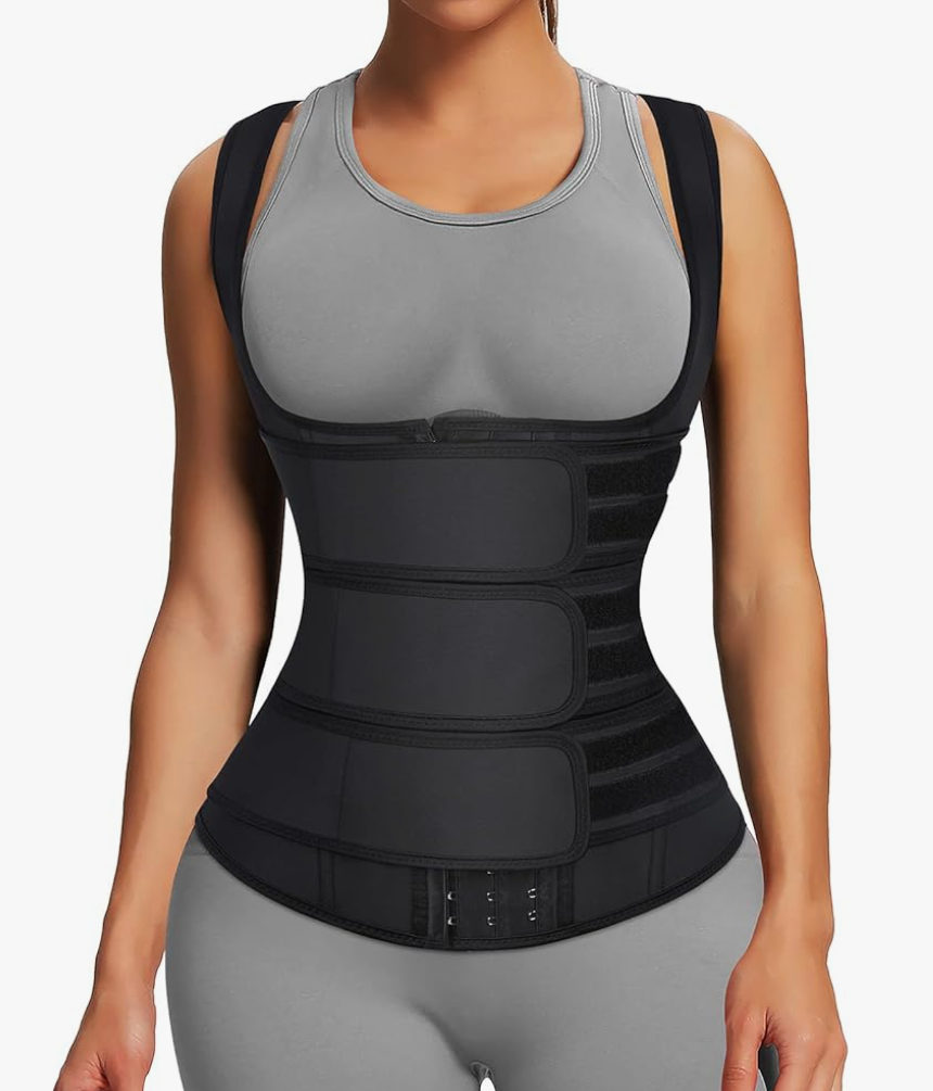 FeelinGirl Waist Trainer for Women Latex Waist Trainers Vest Plus Size Waist Cincher Corset 3 Belts Hooks Steel Bones
Color: Ablack-triple Belts-9 Steel Bones-3 Hooks
Size: X-Large