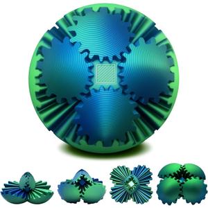 Gear Ball,3D Printed Gear Sphere Fidget Toy,Sensory Toys for Stress and Anxiety Relief,Suitable for Autism and ADHD Fidget Gear Ball,Stocking Stuffers for Adults & Kids Gift(Forest Green, 3.1 Inch)