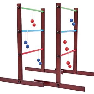 Ladder Ball Game Set - Premium Rubber Wooden Golf Lawn Sport with 6 Bolo Balls and Carrying Case, Perfect Outdoor Yard Games for Teens, Adults and Families