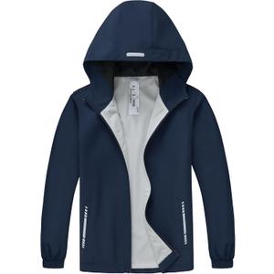 Boys Girls Waterproof Rain Jacket Lightweight soft lining Kids Windbreaker Hooded Coat Easy to Fold, Size: 11-12 Years, Blue