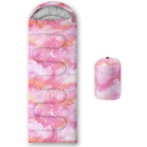 Camping Sleeping Bags,3 Season Warm & Cool Weather,Lightweight,Waterproof Sleeping Bags for Adults & Kids,Traveling,and Outdoors,Camping Gear Equipment (Pink Cloud 5)