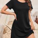 Ekouaer Nightgowns for Women Cotton Sleepshirts Short Sleeve Nightshirt Tshirt Night Gown Casual Sleepdress Comfy Nightdress (Black, XL)