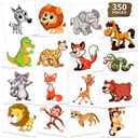 6 x Waterproof Temporary Tattoos For Kids - 350 Pieces | Animals, Insects and Sea Animals | Temporary Tattoo Sheets for Boys | Party Favor for Goody Bags | Non-toxicSkin-Safe*Cosmetic-Grade