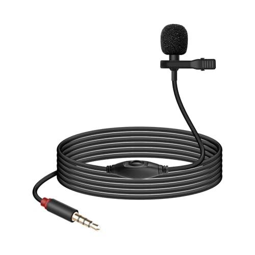 Lavalier Microphone, 3.5mm(1/8") TRRS Plug Invisible Lapel Microphone Wired for Phone, PC, Camera, Audio Recording, Game Streaming 4.9FT (TRRS)