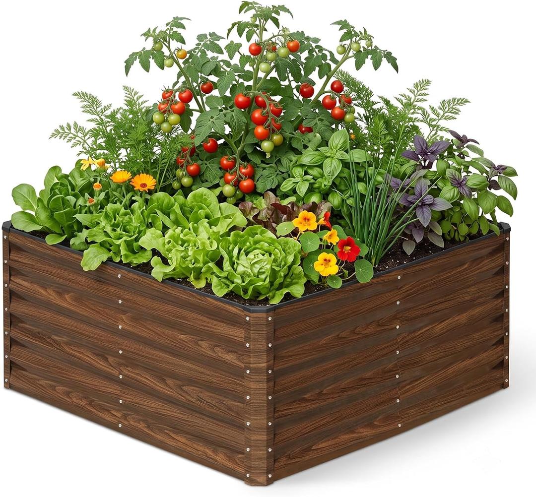 Galvanized Raised Garden Bed 4x4x2FT Outdoor Large Metal Planter Box Steel Kit for Planting Vegetables, Flowers