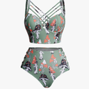 DRESSFO Gothic Galaxy Skull Print Bikini Set Retro Vintage Tummy Control Two Piece Tankini, Size L