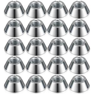 20 Pcs Tri-Groove Tamper Proof Security Nuts, T Groove, Zamak 5 Zinc, 1/4"-20, Three-Slot Safety Nuts, Tapered Three-pronged Drive, Anti-Theft