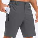 Mens Casual Shorts 9" Lightweight Golf Shorts with 3 Zipper Pockets Quick Dry Stretch Comfy Work Shorts Hiking (Black, M)