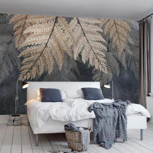 WFBHUA-Vintage Botanical Leaf Wallpaper Mural Dark Plant Leaves Wall Murals Decor for Living Room Bedroom(Not Peel and Stick) (149" x 96", Art Wall-23)