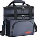 Tactical Lunch Box for Men & Women  Expandable 16L Double Deck Insulated Cooler Bag for Work, Construction & 12-Hour Shifts  Heavy Duty Leakproof Large Meal Prep Tote with Shoulder Strap (Dark Gray)