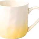 Creative Gradient Macaroon Color Ceramic Handmade Kawaii Coffee Mug with Handle Dishwasher and Microwave Safe Cute Breakfast Tea Milk 13 Oz Cup for Family Friend Kid Lover Gifts (Yellow)