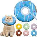 Cat Cone Collar Soft, Adjustable Cat Recovery Collar Kitten Cones to Stop Licking, Cute Donut E Collar After Surgery, Cats Neck Pillow Elizabethan Cones of Shame (Waterproof Blue, Medium)